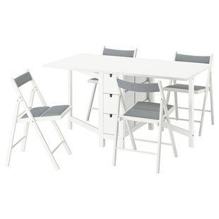 IKEA Стіл та 4 стільці білий/Кніса світло-сірий NORDEN / FR&Ouml;SVI, 895.688.19 89568819 фото