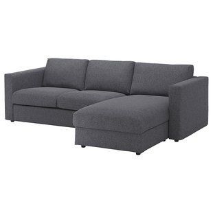 IKEA Чохол на 3-х місний диван з шезлонгом Гуннаред середньо сірий VIMLE, 293.993.20 29399320 фото