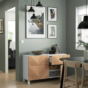 IKEA Комбинация стеллажей с дверцами/ящиками, белый/Хедевикен/Стуббарп, дубовый шпон BEST&Aring;, 494.402.34 49440234 фото