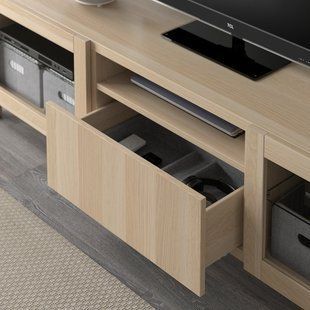 IKEA BESTA (ИКЕА БЕСТО), Тумба под ТВ, дуб bejcowany белый, Lappviken/Stubbarp дуб bejcowany бело питомник бесцветные, 180x42x48 см, 593.291.99 59329199 фото