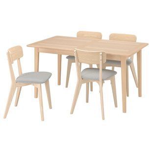 IKEA Стіл і 4 стільці, бук світлий ясен/Tallmyra білий/чорний SKANSN&Auml;S / LISABO, 295.615.71 29561571 фото