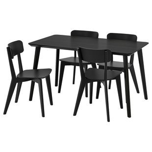 IKEA LISABO/LISABO (ІKEA ЛИСАБО/ЛИСАБО), Стіл та 4 стільці, чорний/чорний, 140х78 см, 193.855.35 19385535 фото