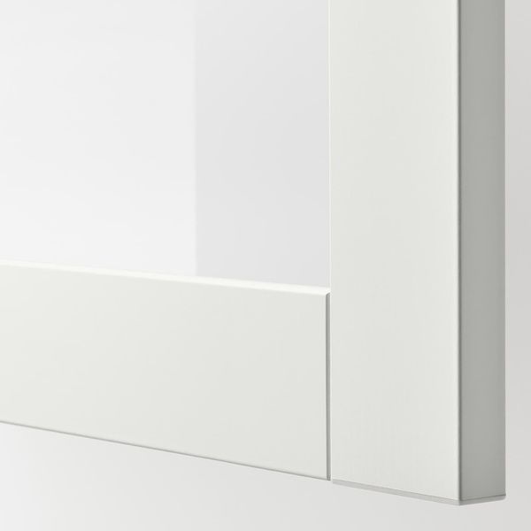IKEA BESTA (ІKEA БЕСТО), Комбінація з дверцятами, білий, Sutterviken/Kabbarp білий прозоре скло, 180x42x112 см, 993.843.39 99384339 фото