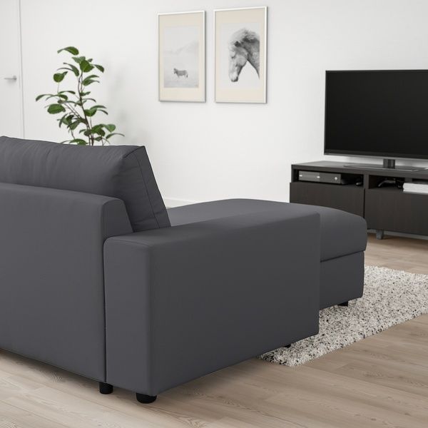 IKEA Диван 3-місний з шезлонгом, з широкими підлокітниками/Халларп сірий VIMLE, 294.014.22 29401422 фото