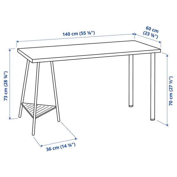 IKEA LAGKAPTEN/TILLSLAG (ІKEA LAGKAPTEN/TILLSLAG), Письмовий стіл, білий, 140x60 см, 394.171.87 39417187 фото