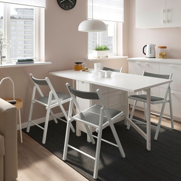 IKEA Стіл та 4 стільці білий/Кніса світло-сірий NORDEN / FR&Ouml;SVI, 895.688.19 89568819 фото