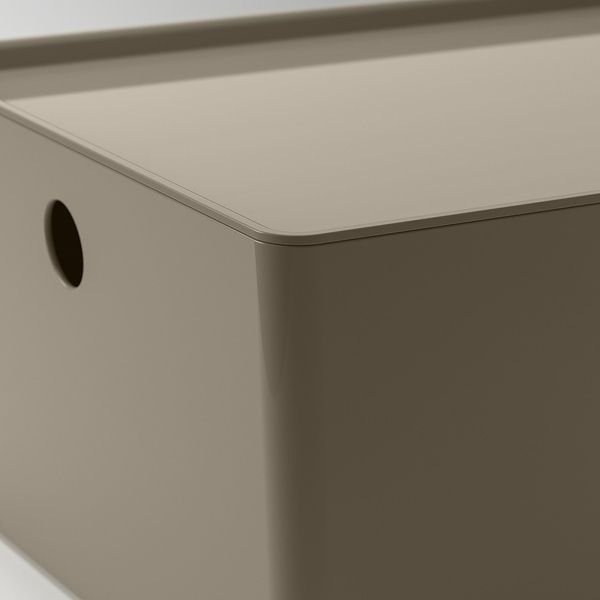 IKEA Контейнер з кришкою, темно-сіро-бежевий KUGGIS, 895.824.91 89582491 фото