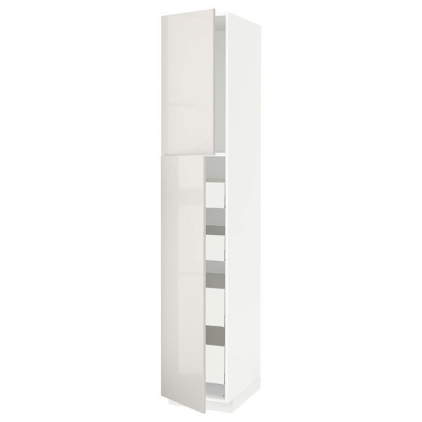 IKEA Висока шафа, 2 двері/4 шухляди, білий/Ringhult світло-сірий METOD / MAXIMERA, 094.558.59 09455859 фото