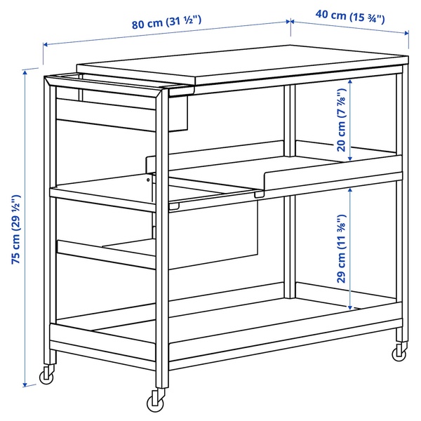 IKEA TROTTEN (ІKEA ТРОТТЕН), Візок, білий, 80x40 см, 804.747.64 80474764 фото