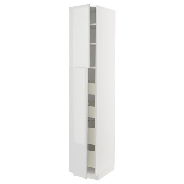 IKEA Висока шафа, 2 двері/4 шухляди, білий/Ringhult світло-сірий METOD / MAXIMERA, 094.558.59 09455859 фото