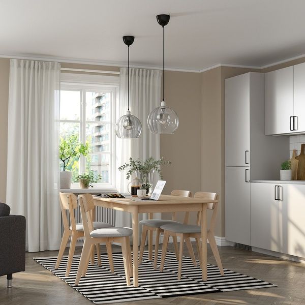IKEA Стіл і 4 стільці, бук світлий ясен/Tallmyra білий/чорний SKANSN&Auml;S / LISABO, 295.615.71 29561571 фото