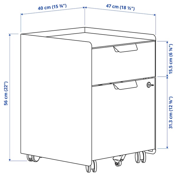 IKEA Комод на колесах, 2 шухляди, антрацит TROTTEN, 604.748.40 60474840 фото