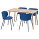 IKEA LISABO/KRYLBO (ІKEA ЛИСАБО/КРИЛБО), Стіл та 4 стільці, ясеновий шпон/Тонеруд синій, 140 см, 995.355.45 99535545 фото 2
