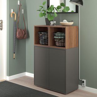 IKEA Комбинация шкафа на ножках, темно-серый/орех EKET, 894.927.68 89492768 фото