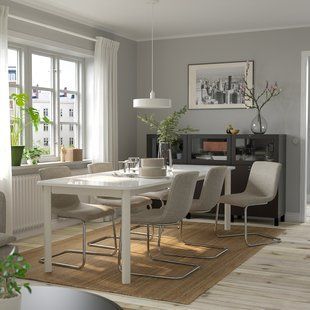 IKEA Стол и 6 стульев, белый хром/Виарп бежевый/коричневый STRANDTORP / LUSTEBO, 095.235.04 09523504 фото