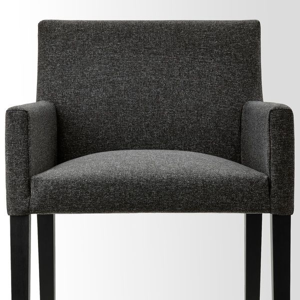 IKEA Стол + 4 стула с подлокотниками, дубовый шпон коричневой морилки/Гуннаред черный темно-серый M&Ouml;RBYL&Aring;NGA / M&Aring;REN&Auml;S, 895.201.01 89520101 фото