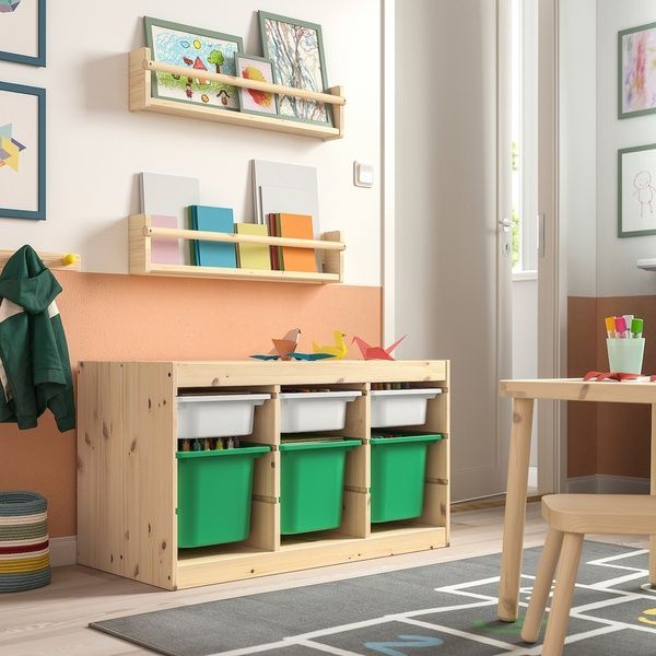 IKEA Стелаж з контейнерами, біло-білий/світло-зелений TROFAST, 595.748.88 59574888 фото