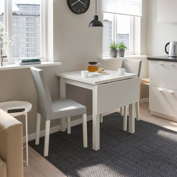IKEA Стол и 2 стула, белый/Книса светло-серый NORDVIKEN / K&Auml;TTIL, 094.288.04 09428804 фото