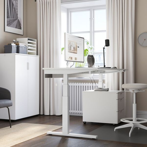 IKEA Письменный стол с регулируемой высотой, электрический, белый MITTZON, 595.299.66 59529966 фото