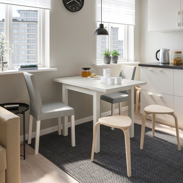 IKEA Стол и 2 стула, белый/Книса светло-серый NORDVIKEN / K&Auml;TTIL, 094.288.04 09428804 фото
