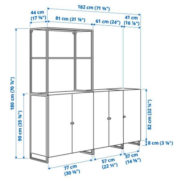 IKEA JOSTEIN (ИКЕА ЖОСТЕЙН), Стеллаж с дверцами, вход/выход/белый, 182x44x180 см, 694.372.97 69437297 фото
