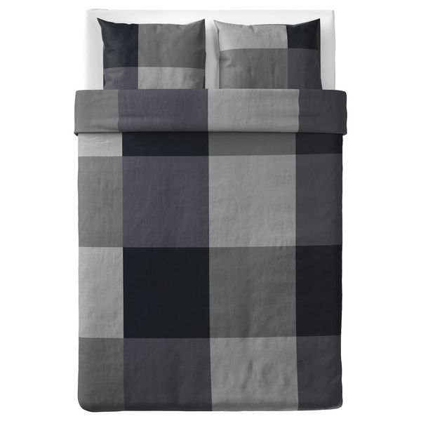 IKEA Пододеяльник и 2 наволочки, черный BRUNKRISSLA, 805.645.66 80564566 фото
