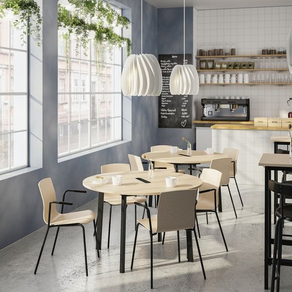 IKEA Стол для переговоров, круглый береза/черный шпон MITTZON, 395.304.28 39530428 фото