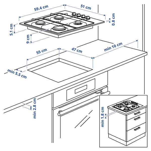 IKEA LAGAN (ИКЕА ЛАГАНЬ), Газовая плита, нержавеющая сталь, 59 см, 605.232.04 60523204 фото