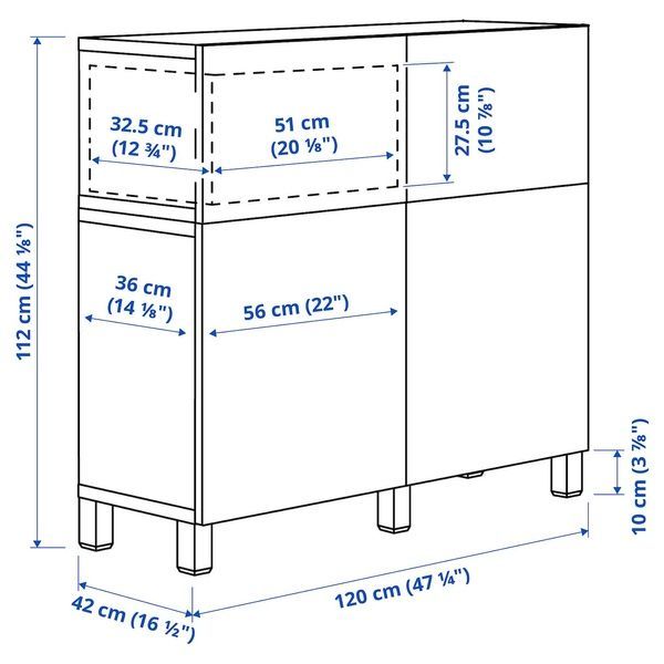 IKEA BESTA (ИКЕА БЕСТА), Комбинация стеллажей с дверцами/ящиками, 120х42х112 см, 095.081.55 09508155 фото