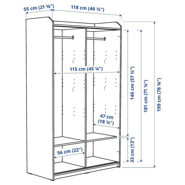 IKEA Гардероб с раздвижными дверями, серый HAUGA, 604.072.71 60407271 фото