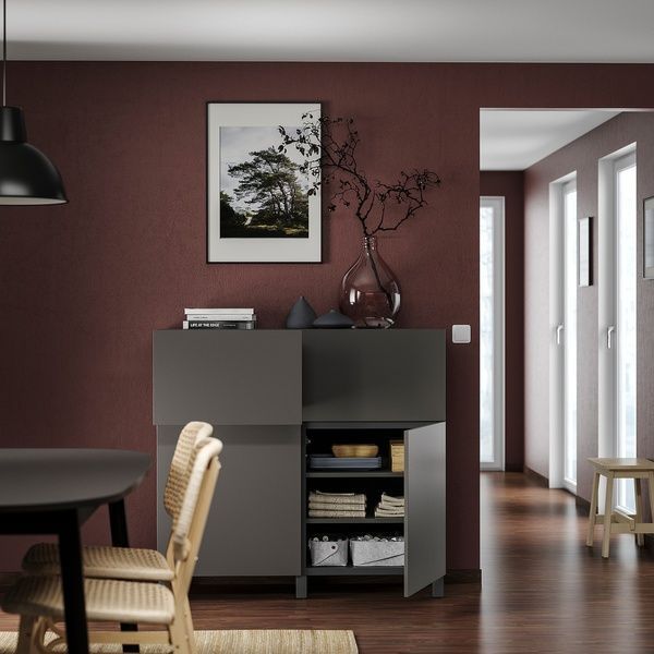 IKEA BESTA (ИКЕА БЕСТА), Комбинация стеллажей с дверцами/ящиками, 120х42х112 см, 095.081.55 09508155 фото