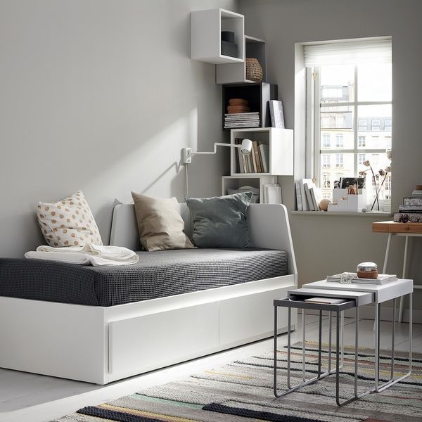 IKEA Кушетка с 2 ящиками, 2 матрасами, белый/фирма &Aring;fj&auml;ll FLEKKE, 895.214.50 89521450 фото
