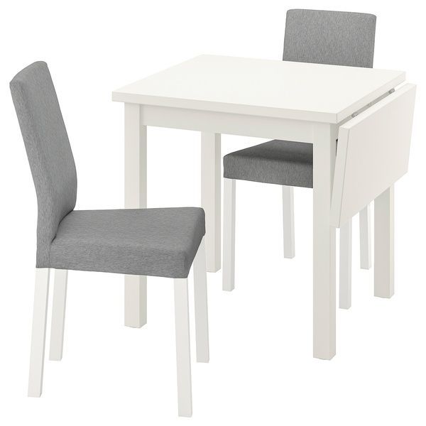 IKEA Стол и 2 стула, белый/Книса светло-серый NORDVIKEN / K&Auml;TTIL, 094.288.04 09428804 фото