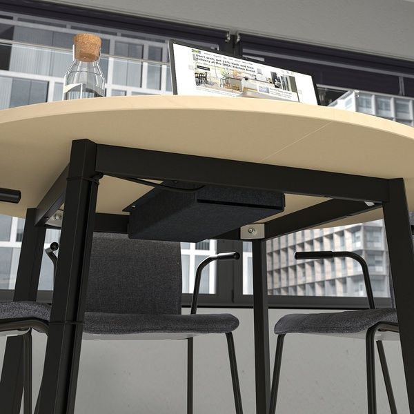 IKEA Стол для переговоров, круглый береза/черный шпон MITTZON, 395.304.28 39530428 фото