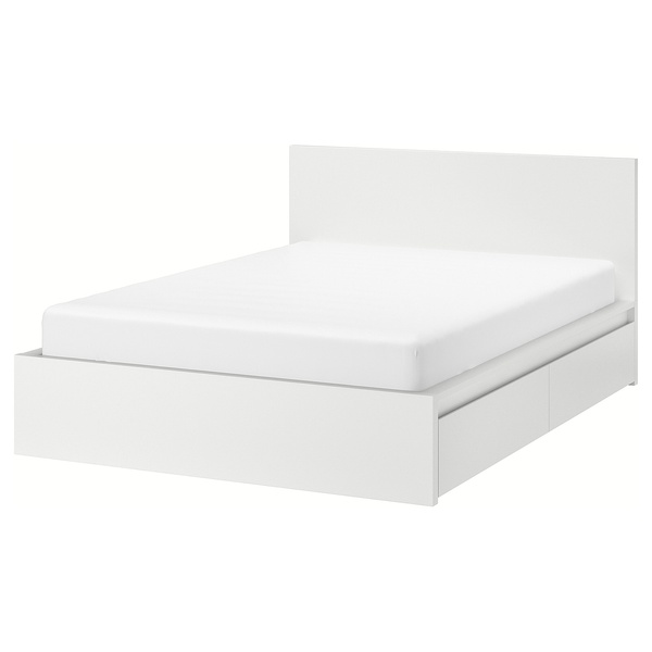 IKEA Каркас кровати с 4 ящиками для хранения, белый/Лёнсет MALM, 790.192.28 79019228 фото