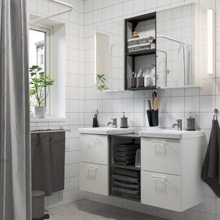 IKEA Ванная, антрацит/белый ENHET, 595.475.50 59547550 фото