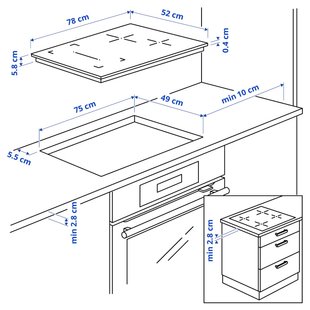 IKEA ROGESTAD (ІKEA РОЖЕСТАД), Індукційна плита, ІКЕА 500 чорна, 78 см, 705.595.13 70559513 фото