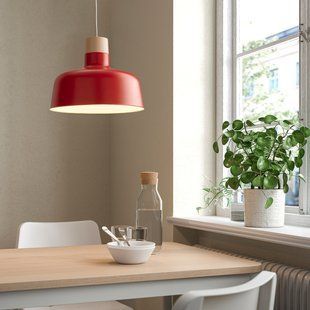 IKEA Світильник підвісний, червоний/береза BUNKEFLO, 205.591.72 20559172 фото