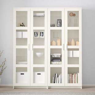 IKEA Книжкова шафа/скляні двері, білий BRIMNES, 492.782.37 49278237 фото