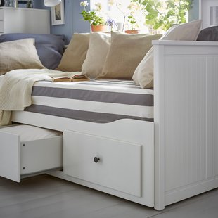 IKEA HEMNES (ИКЕА ХЕМНЭС), Набор мебели для спальни, 3 предм, белая морилка, 80x200 см, 294.834.27 29483427 фото