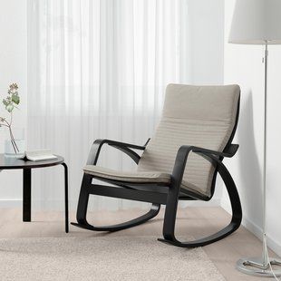 IKEA Крісло-гойдалка, чорно-коричневий/Knisa світло-бежевий PO&Auml;NG, 094.292.57 09429257 фото