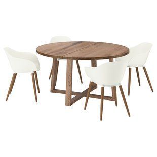 IKEA Стіл + 4 стільці з підлокітниками, коричнева морилка/шпон білого дуба M&Ouml;RBYL&Aring;NGA / GR&Ouml;NSTA, 395.693.12 39569312 фото