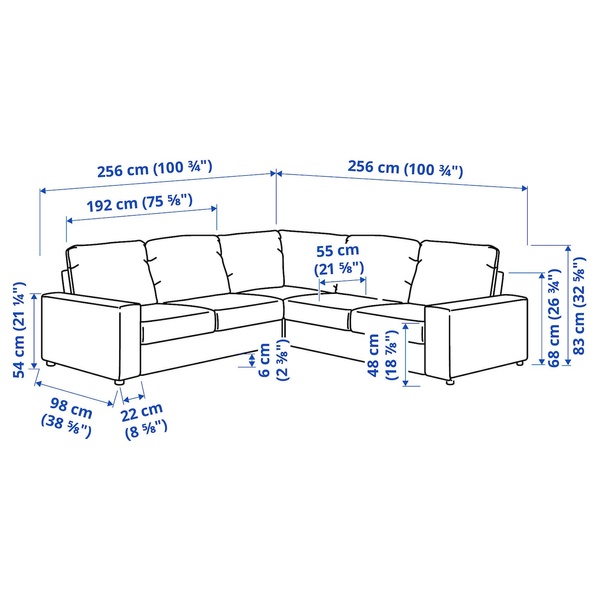 IKEA VIMLE (ІKEA ВИМЛЕ), 4-місний кутовий диван, з широкими підлокітниками/Гуннаред середній сірий, 994.017.96 99401796 фото