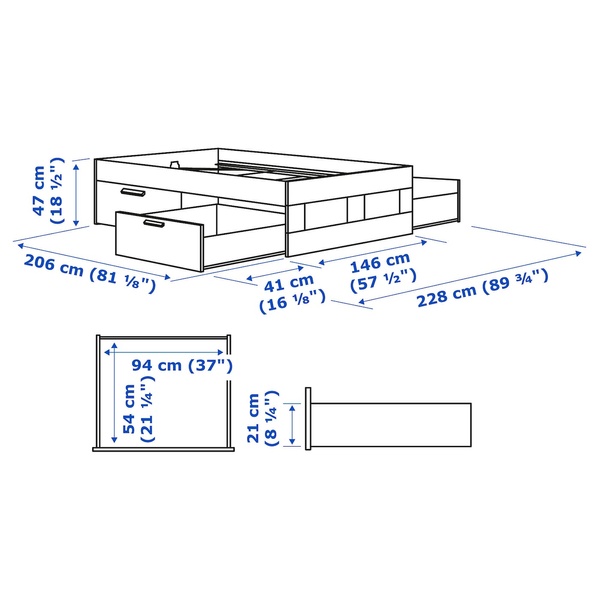 IKEA Каркас кровати с ящиками, белый BRIMNES, 799.029.35 79902935 фото