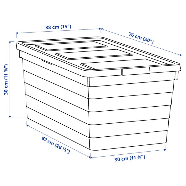 IKEA SOCKERBIT (ИКЕА СОКЕРБИТ), Контейнер с крышкой, белый, 38x76x30 см, 405.220.88 40522088 фото