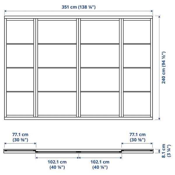 IKEA Комбінація розсувних дверей, скло біле/біле SKYTTA / F&Auml;RVIK, 694.779.19 69477919 фото