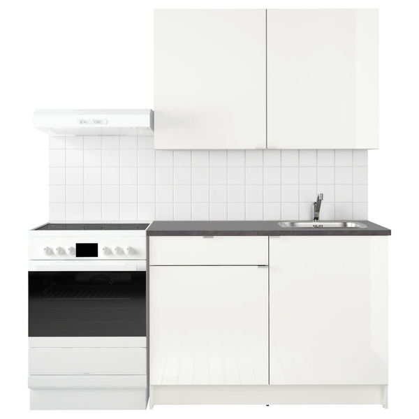 IKEA Кухня KNOXHULT (ІKEA Ноксхульт), Кухня, глянсовий білий, 120x61x220 см, 291.804.68 29180468 фото