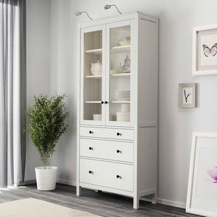 IKEA Вітрина HEMNES (ІKEA ХЕМНЭС), Вітрина з 3 ящиками, біла морилка, 503.717.72 50371772 фото