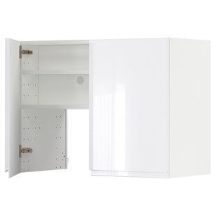 IKEA Витяжна шафа з полицею/дверцями, білий/Voxtorp глянцевий/білий METOD, 595.044.14 59504414 фото