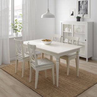 IKEA Стіл та 4 стільці білого кольору INGATORP / INGOLF, 299.173.07 29917307 фото